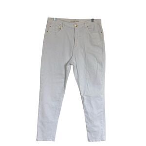 Michael Kors Womens White Denim Pants 14 Straight Leg High Rise‎